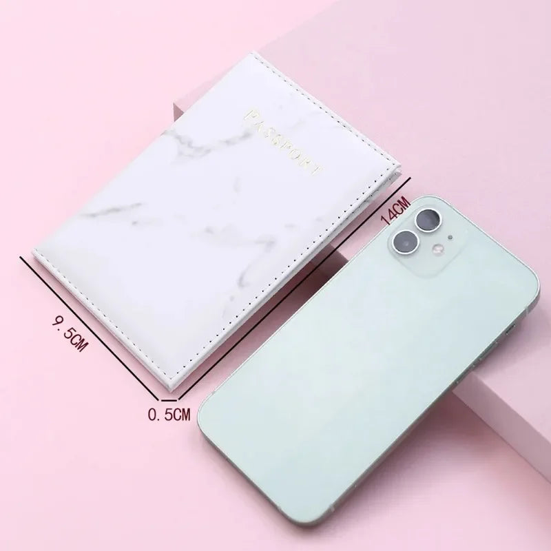 Women Fashion Pink Marble Pattern Travel Passport Cover Holder Bag Credit Cases Thin Ticket Protective Essentials Accessories