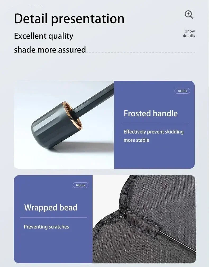 Folding Car Sunshade Umbrella for Windshield - Summer UV Protection Parasol for Front Window - Easy Storage
