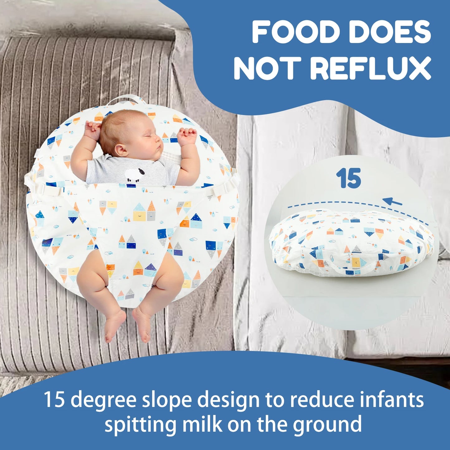 Baby Lounge Pillow Cotton Newborn Nest Sleeper Pillow 15° Slope Design Comfortable Breathable Infant Nursing Feeding Supplies