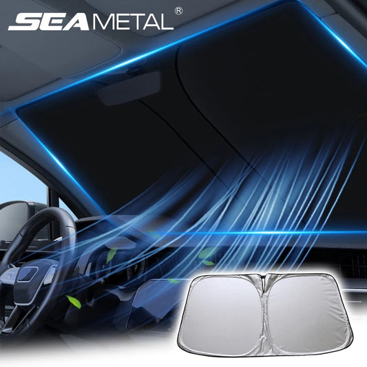SEAMETAL Car Windshield Sun Shade Cover Foldable Front Window Sun Protection Curtain UV Ray Blocker Anti Glare Privacy Curtains