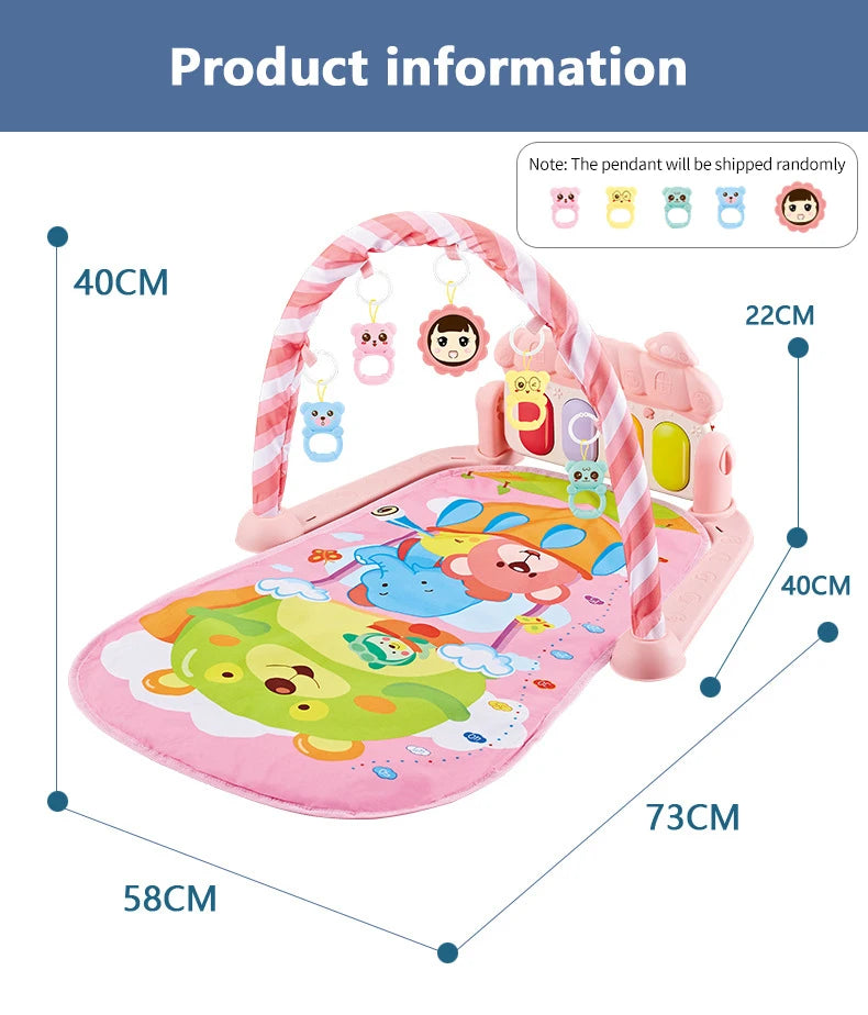 Hudobná podložka pre batoľatá, Pedál na klavír, Fitness stojan na aktivity, Podložky na hranie na bruško, Výbava na cvičenie pre bábätká 0-1 ročné deti BABY FITNESS PIANO