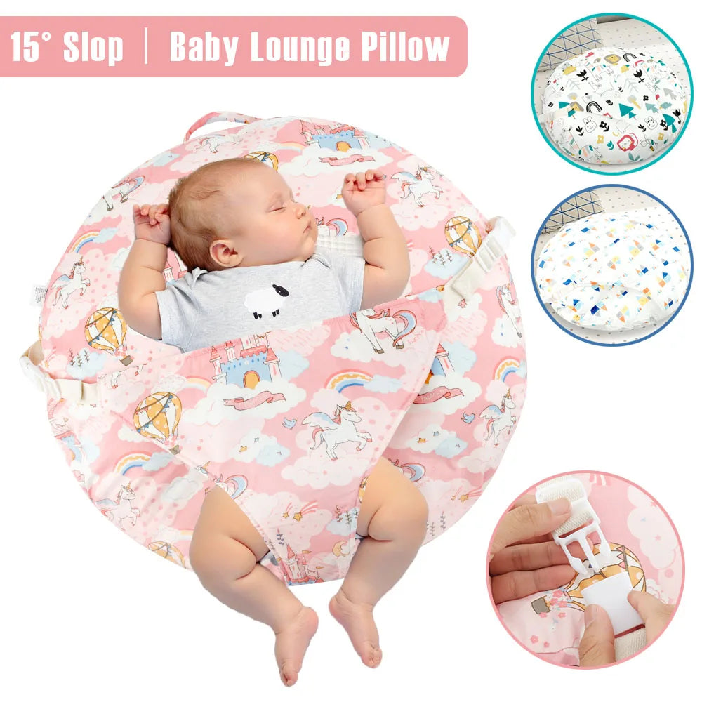 Baby Lounge Pillow Cotton Newborn Nest Sleeper Pillow 15° Slope Design Comfortable Breathable Infant Nursing Feeding Supplies