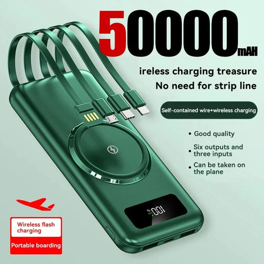 2024 New Magnetic Absorber with Four Wire Power Bank Digital Display Super Fast Charging Mobile Power Supply Portable Charging