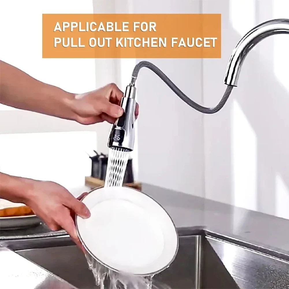 Kitchen Faucet Head LED Faucet Tap Nozzle Replacement Water Saving Reduce Bills Kitchen Swivel Head Digital Pull-out Nozzle