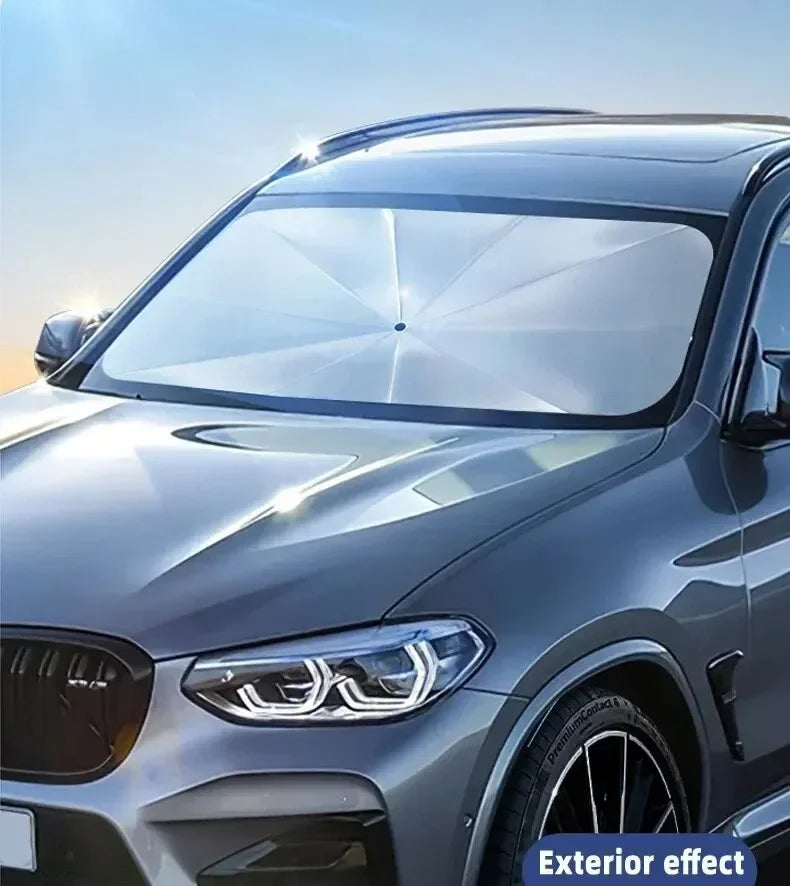 Folding Car Sunshade Umbrella for Windshield - Summer UV Protection Parasol for Front Window - Easy Storage