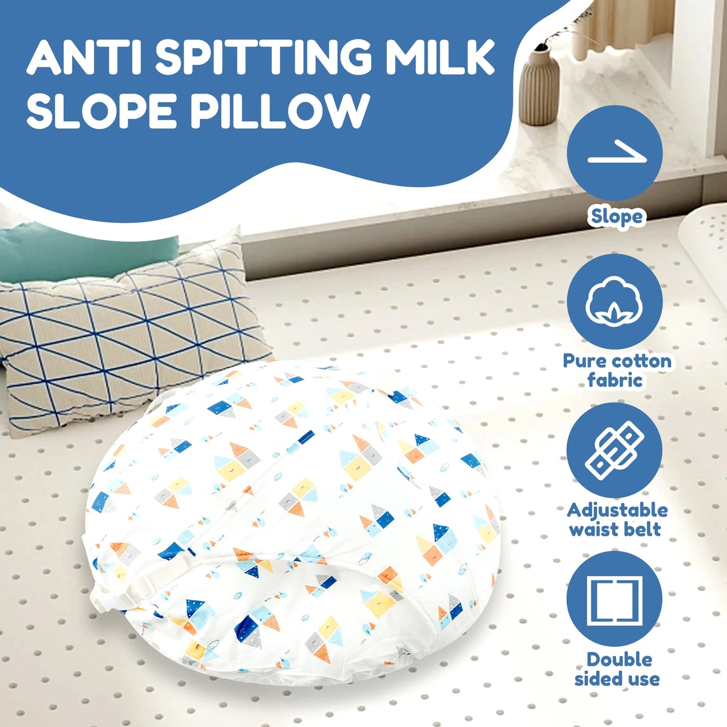 Baby Lounge Pillow Cotton Newborn Nest Sleeper Pillow 15° Slope Design Comfortable Breathable Infant Nursing Feeding Supplies
