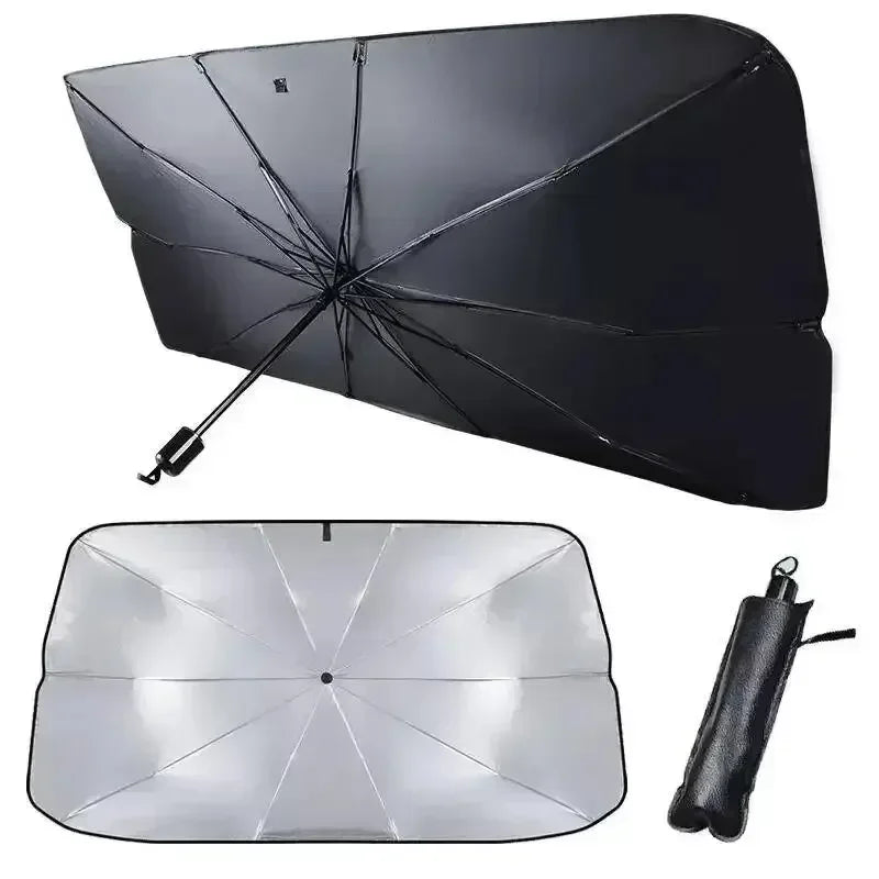 Folding Car Sunshade Umbrella for Windshield - Summer UV Protection Parasol for Front Window - Easy Storage
