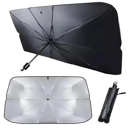 Folding Car Sunshade Umbrella for Windshield - Summer UV Protection Parasol for Front Window - Easy Storage