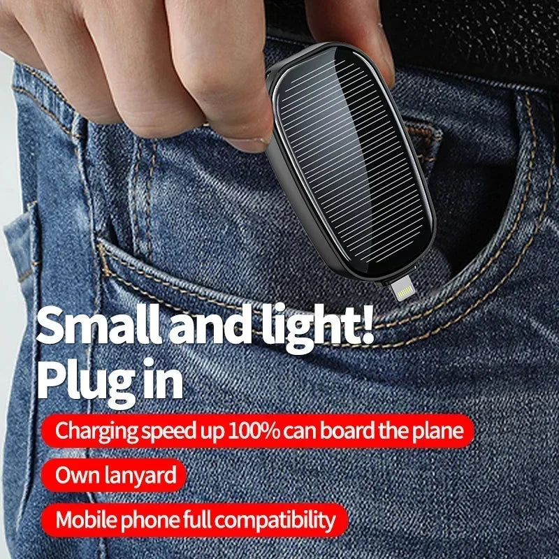 Mini Solar Keychain PowerBank Outdoor Wireless Mobile Power Pocket Charger Suitable for iPhone C Power Bank  power bank battery