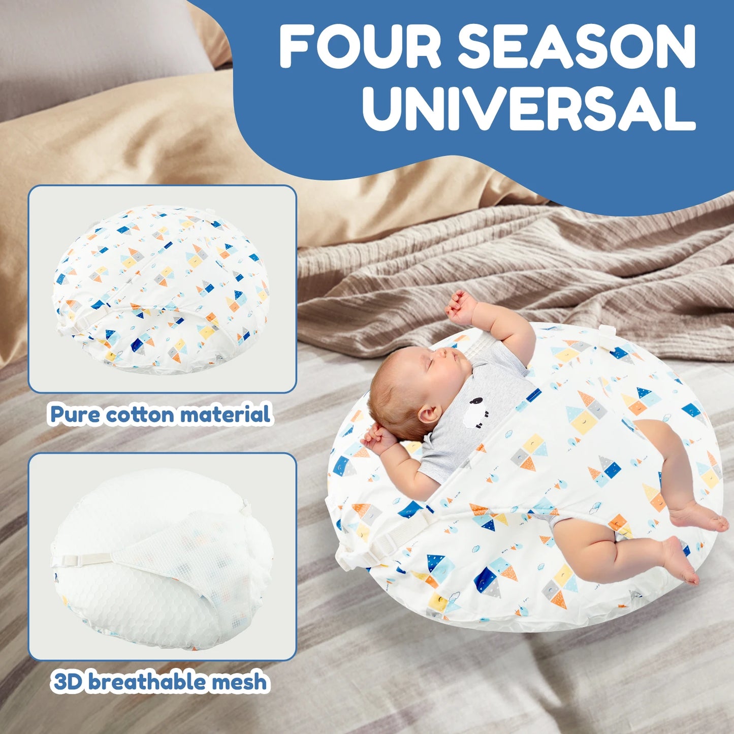 Baby Lounge Pillow Cotton Newborn Nest Sleeper Pillow 15° Slope Design Comfortable Breathable Infant Nursing Feeding Supplies