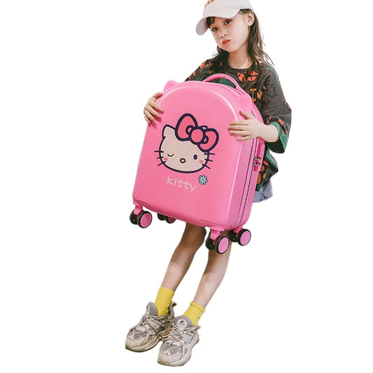 Hello Kittys 18 Inches Small Light Child Can Sit Suitcase Sanrios Kawaii Boy Travel Lockbox Girl Trolley Carry-On Suitcase