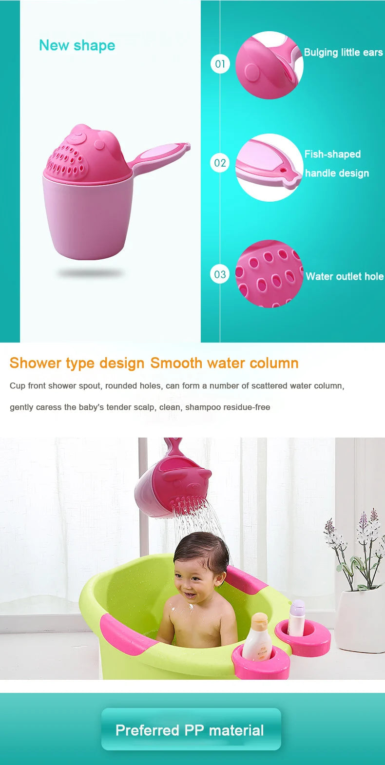 Baby Bath Caps Toddler Shampoo Cup Children Bathing Bailer Kids Shower Spoons Child Washing Hair Cup Protect Baby Eye Bath Tool
