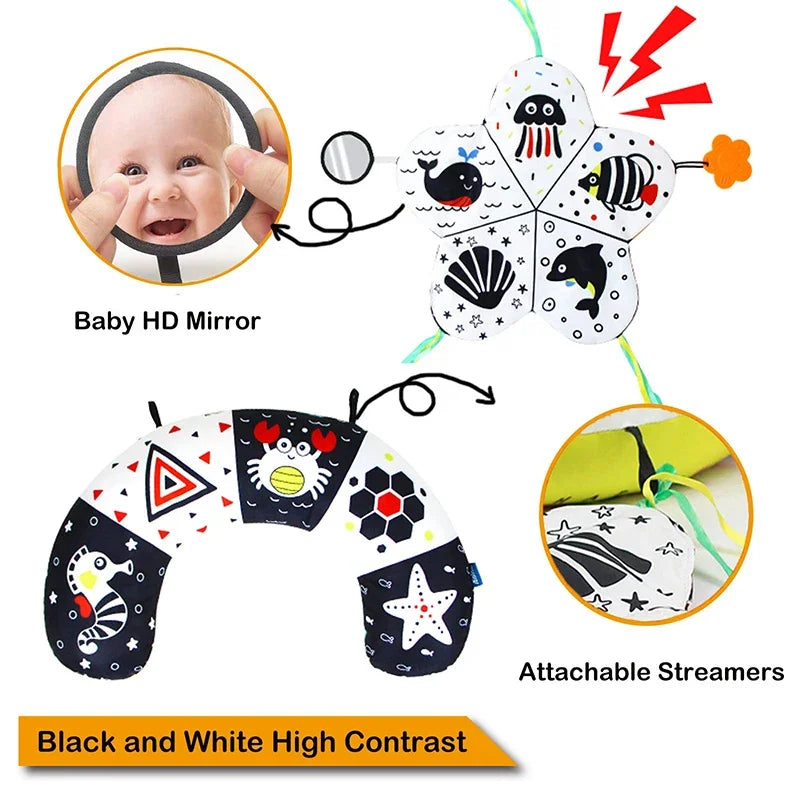 Baby Tummy Time Pillow Toy Baby Lying Pillow for Babies High Contrast Newborn Head Support Pillows Nursing Infant Crawling Train