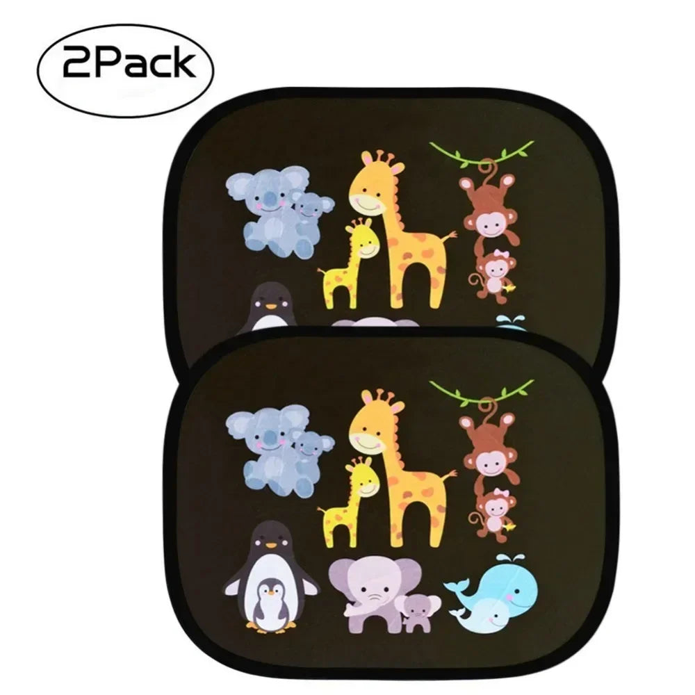 Car Universal Sun Shade Windshield Roof Window Cover Children Adult Adsorbable High-Tech Fabric Sun Shade Auto Accessories 2Pcs