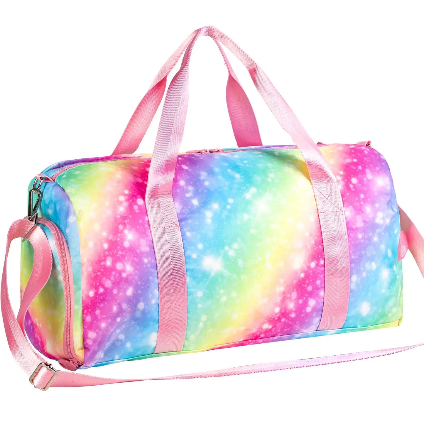 Kids Duffle Bag For Travel With Shoe Compartment Girls Gym Dance Ballet Weekender Overnight Unicorn Rainbow Mermaid Pink Purple