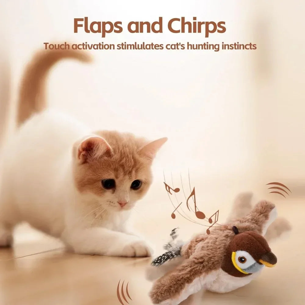 Simulated Bird Cat Toy Interactive Toys Dog Rechargeable Chirping Flapping Bird(no Flying) Catnip Touch Activated Plush Toy Pet