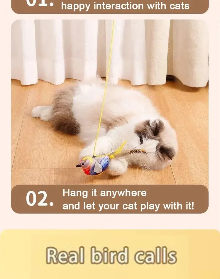 Simulated Bird Cat Toy Interactive Toys Dog Rechargeable Chirping Flapping Bird(no Flying) Catnip Touch Activated Plush Toy Pet