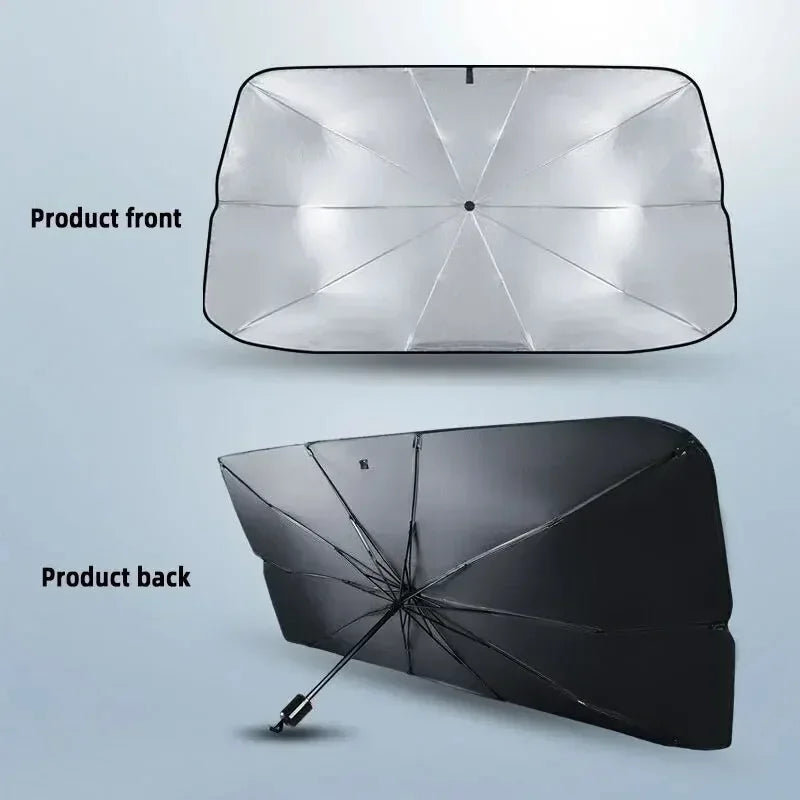 Folding Car Sunshade Umbrella for Windshield - Summer UV Protection Parasol for Front Window - Easy Storage