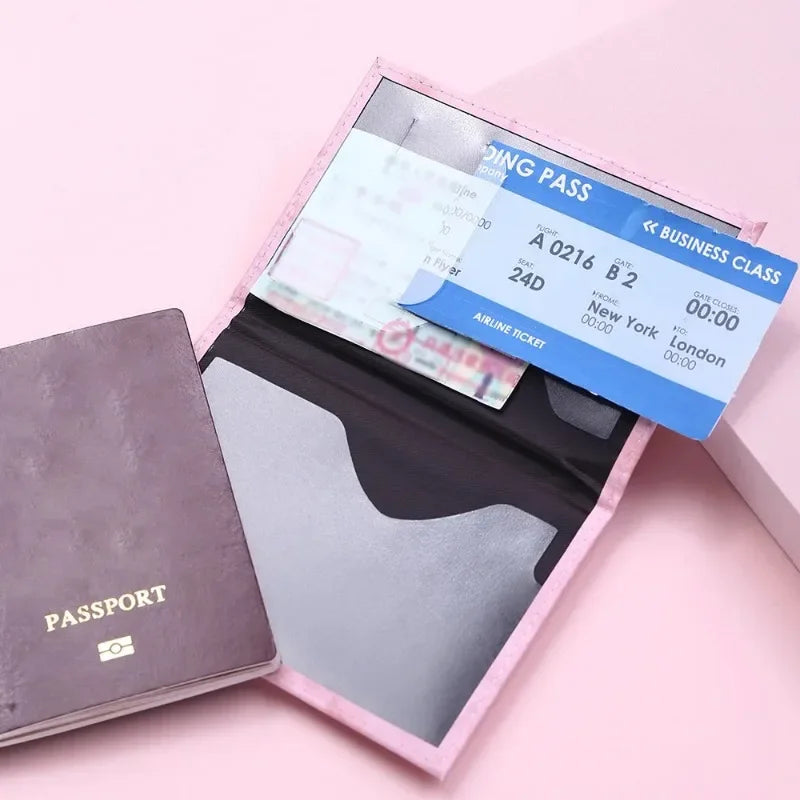 Women Fashion Pink Marble Pattern Travel Passport Cover Holder Bag Credit Cases Thin Ticket Protective Essentials Accessories