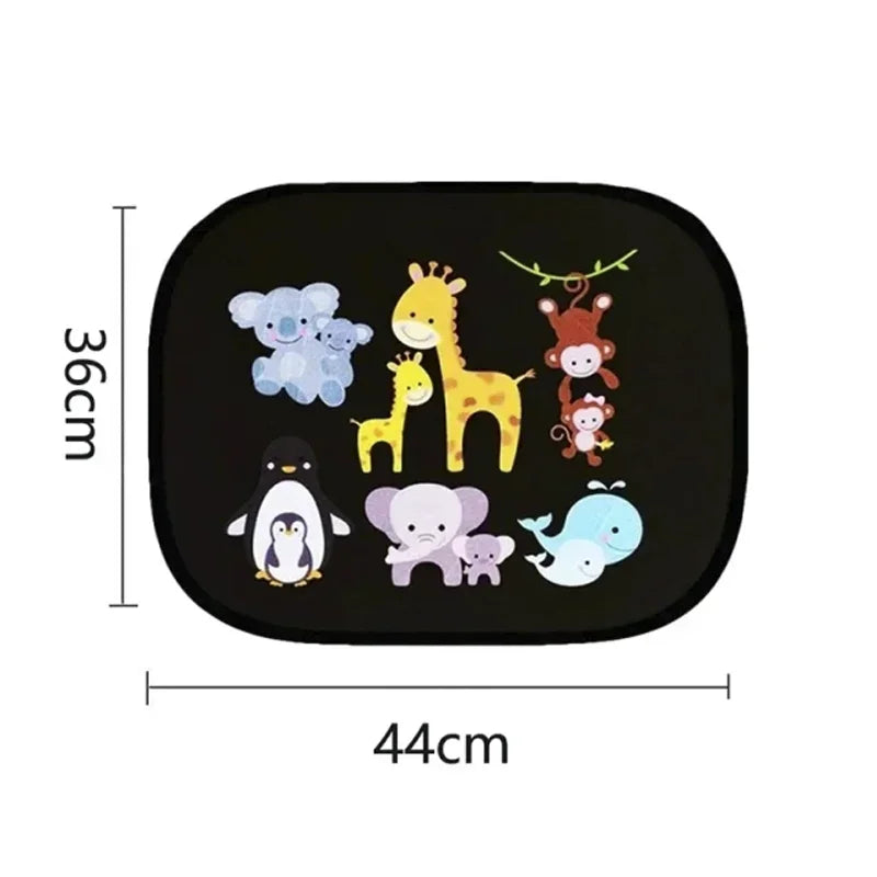 Car Universal Sun Shade Windshield Roof Window Cover Children Adult Adsorbable High-Tech Fabric Sun Shade Auto Accessories 2Pcs