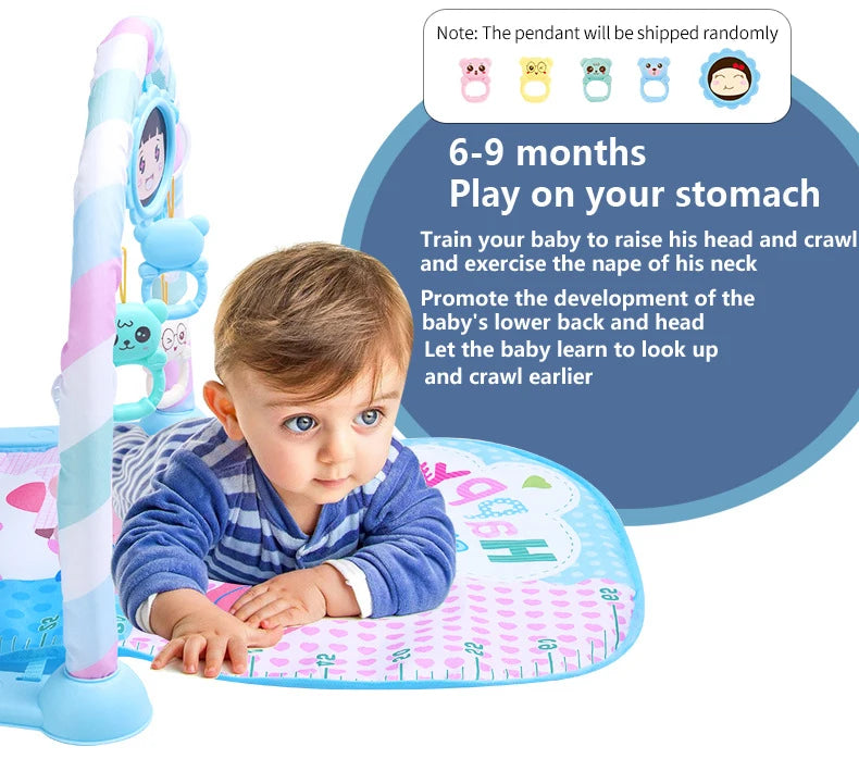 Hudobná podložka pre batoľatá, Pedál na klavír, Fitness stojan na aktivity, Podložky na hranie na bruško, Výbava na cvičenie pre bábätká 0-1 ročné deti BABY FITNESS PIANO