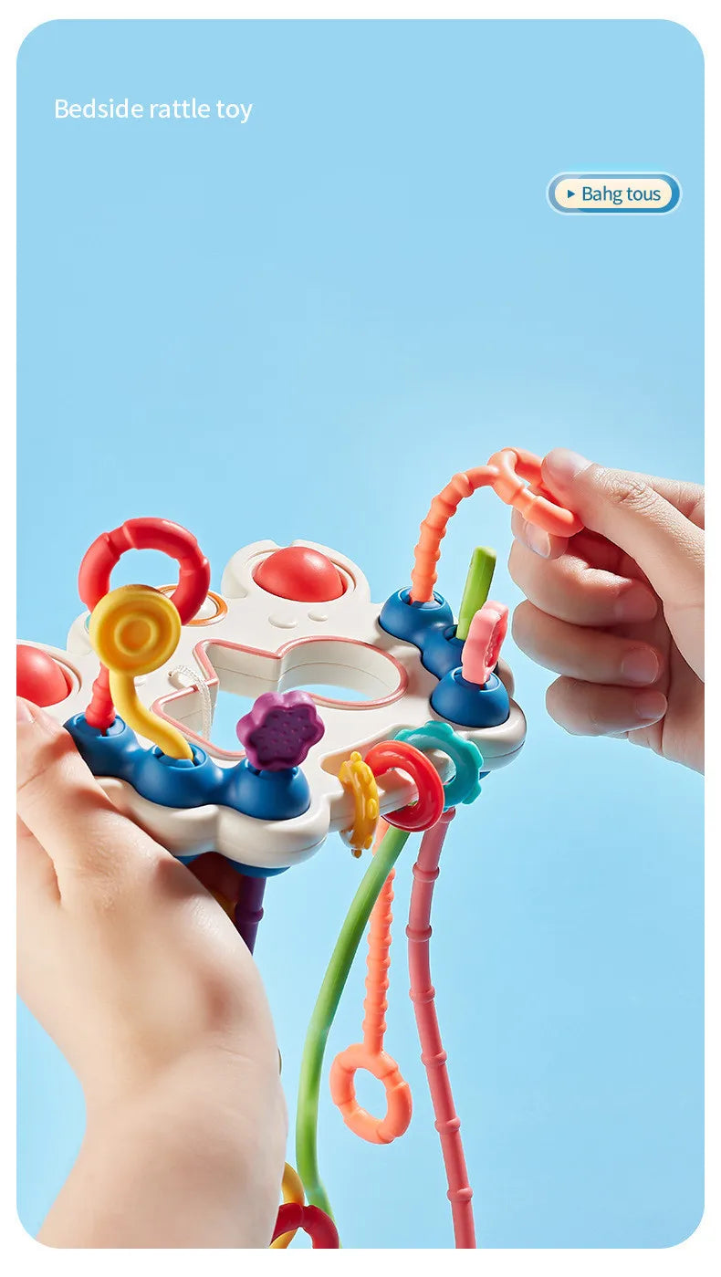 Montessori Pull String Sensory Toys Baby 6 12 Months Silicone Develop Teething Activity Toys For Baby 1-3Y Educational Toys