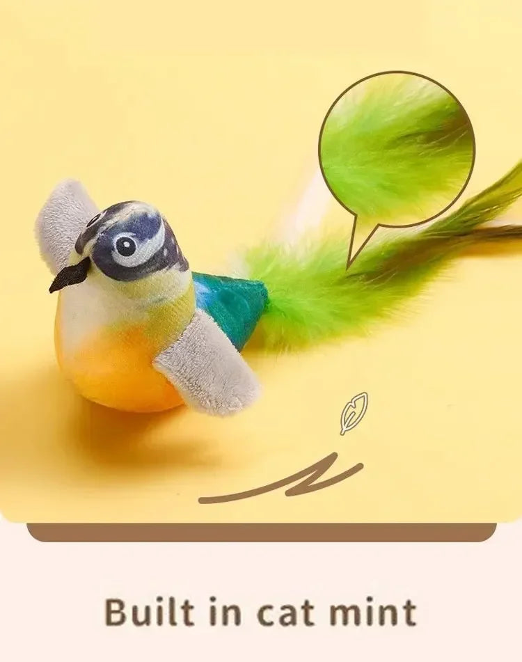 Simulated Bird Cat Toy Interactive Toys Dog Rechargeable Chirping Flapping Bird(no Flying) Catnip Touch Activated Plush Toy Pet