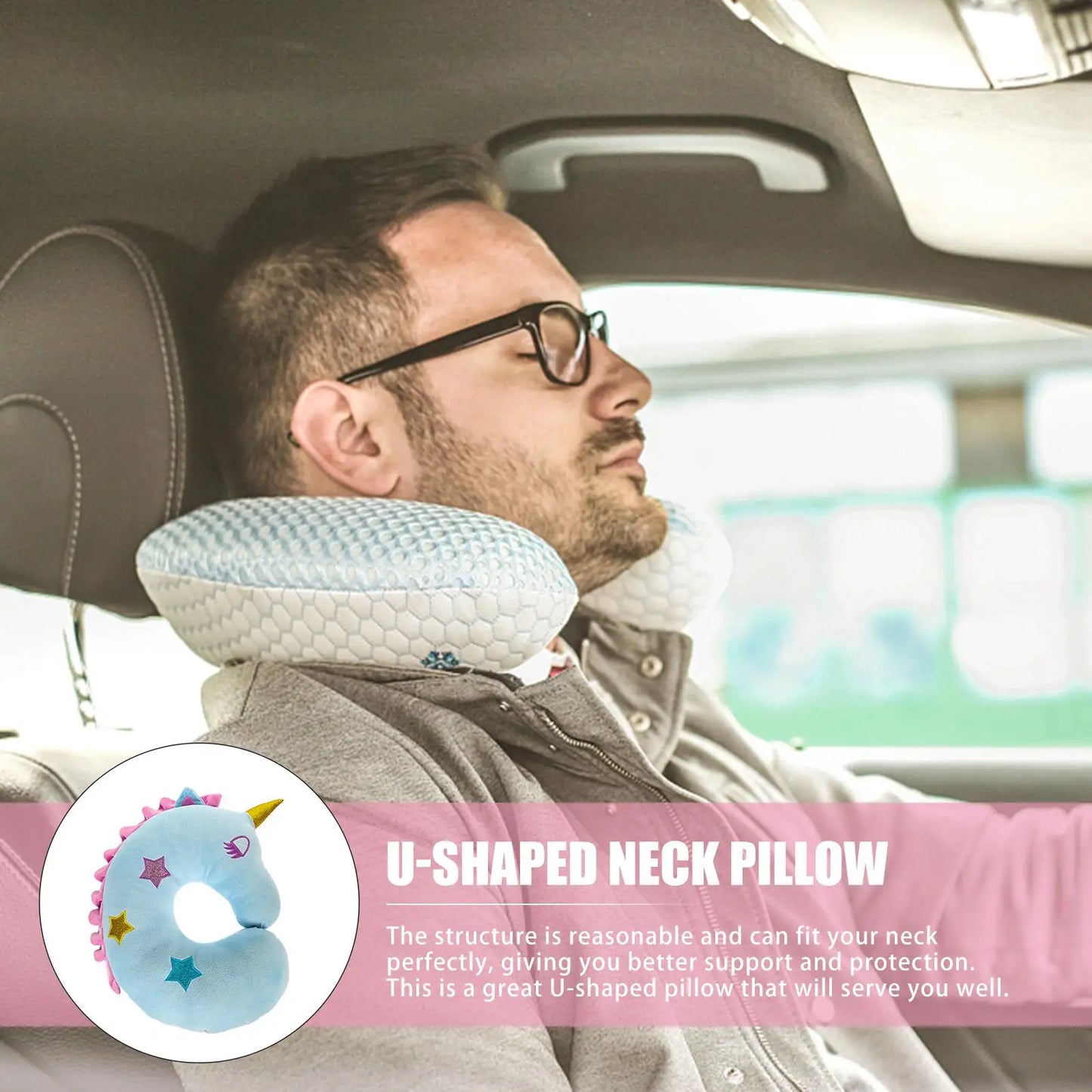 Cartoon Pillows Unicorn Kids Neck Cute Moon Support Cotton for Sleeping Travel Child