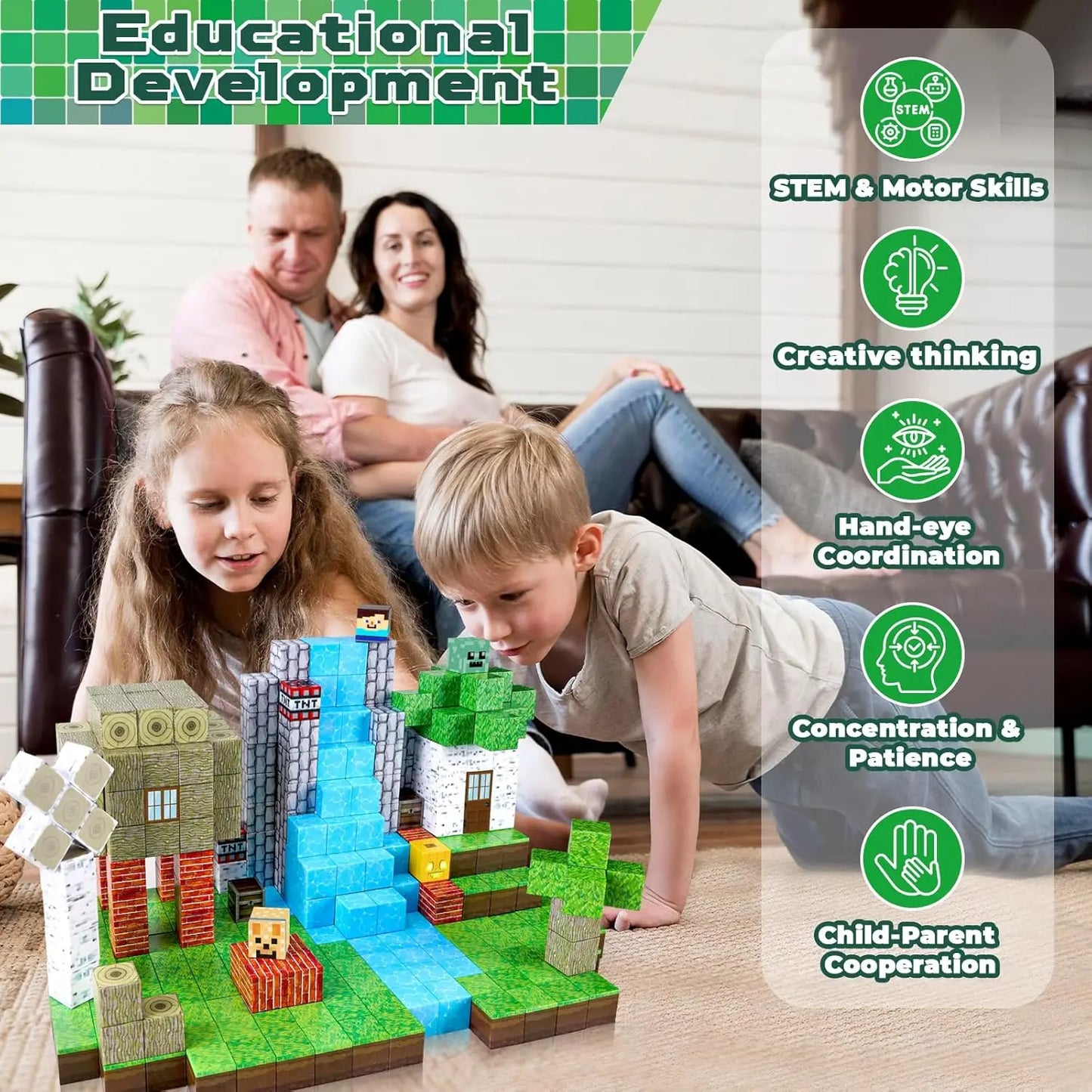 New 192PCS Magnetic Building Blocks Mine Magnet World Set Toys STEM Montessori Stacking Cubes Construction Set Christmas Gift