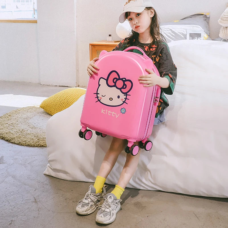 Hello Kittys 18 Inches Small Light Child Can Sit Suitcase Sanrios Kawaii Boy Travel Lockbox Girl Trolley Carry-On Suitcase