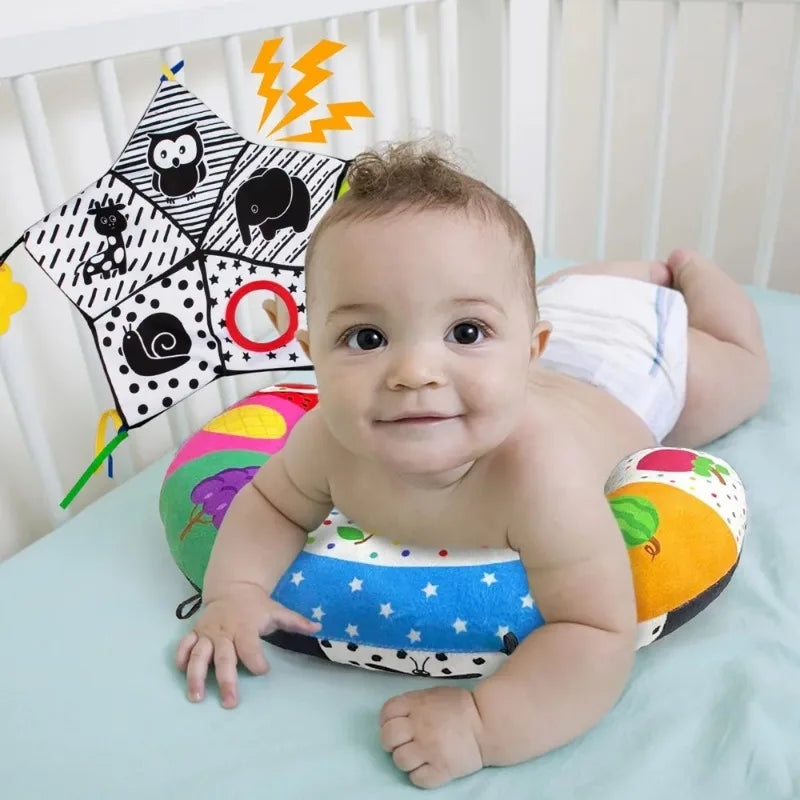Baby Tummy Time Pillow Toy Baby Lying Pillow for Babies High Contrast Newborn Head Support Pillows Nursing Infant Crawling Train