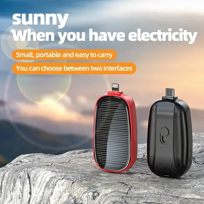 Mini Solar Keychain PowerBank Outdoor Wireless Mobile Power Pocket Charger Suitable for iPhone C Power Bank  power bank battery