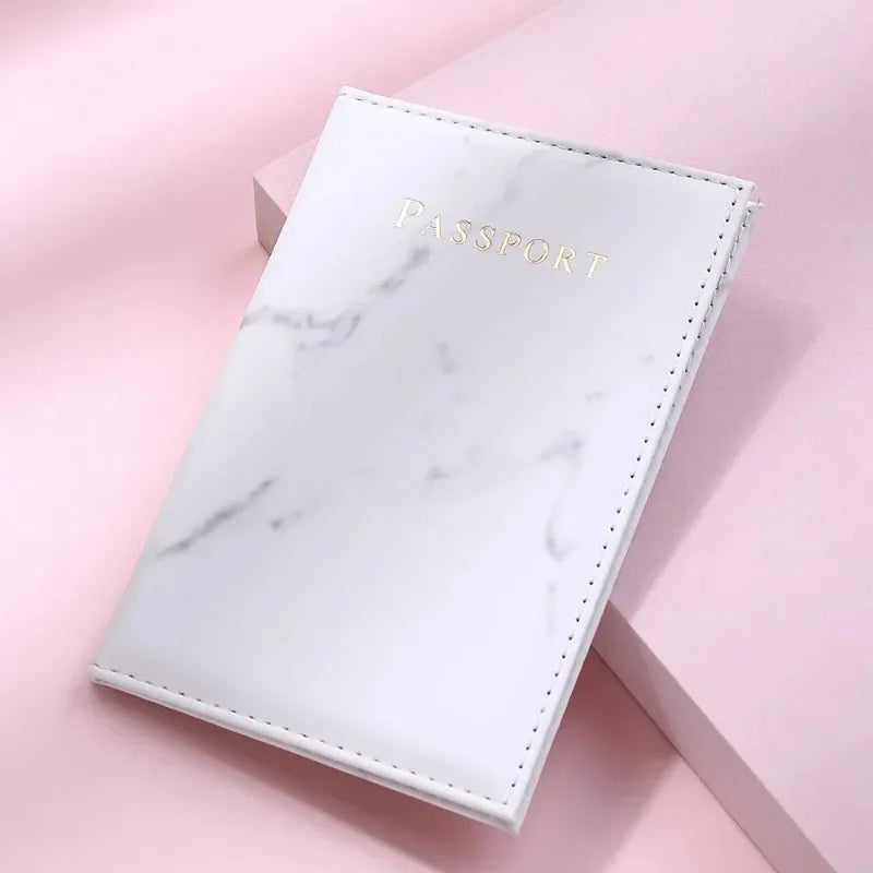 Women Fashion Pink Marble Pattern Travel Passport Cover Holder Bag Credit Cases Thin Ticket Protective Essentials Accessories