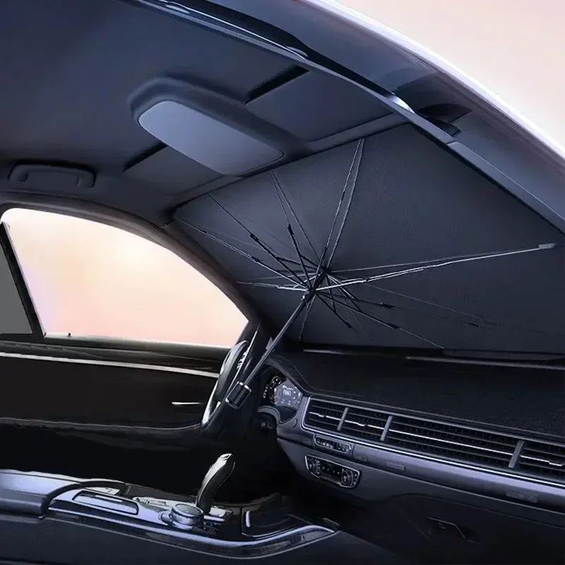 Folding Car Sunshade Umbrella for Windshield - Summer UV Protection Parasol for Front Window - Easy Storage