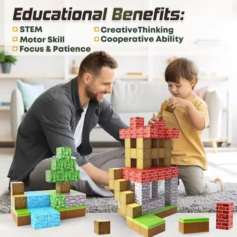 New 192PCS Magnetic Building Blocks Mine Magnet World Set Toys STEM Montessori Stacking Cubes Construction Set Christmas Gift