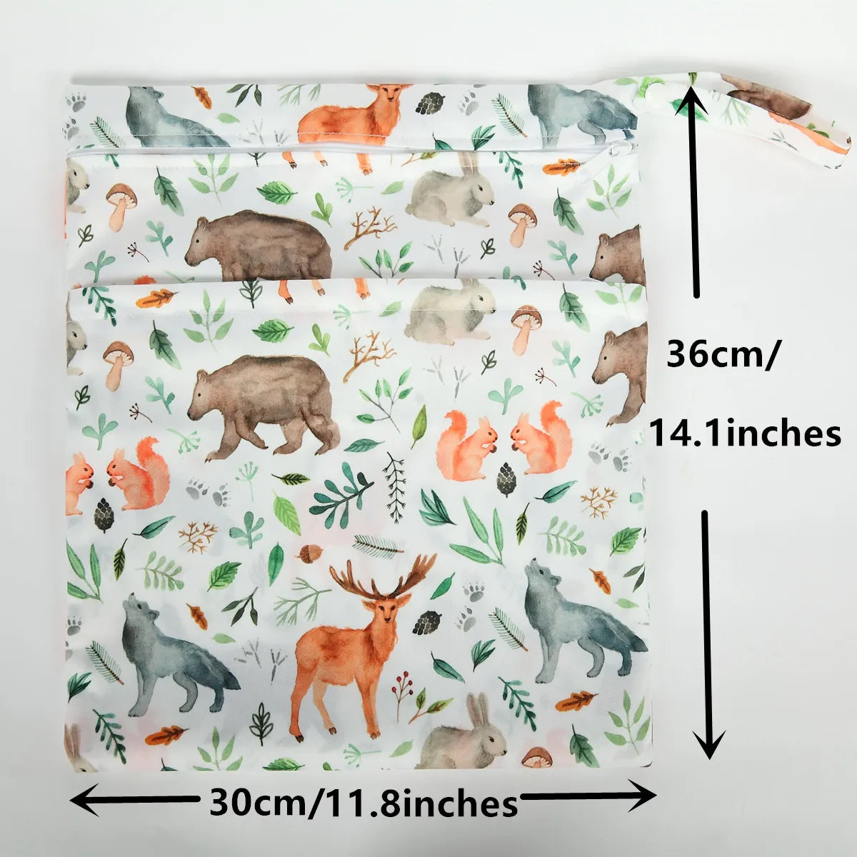 [Sigzagor]Wet Dry Bag With Two Zippered For Baby Diapers Nappies Waterproof Reusable 36cmx29cm