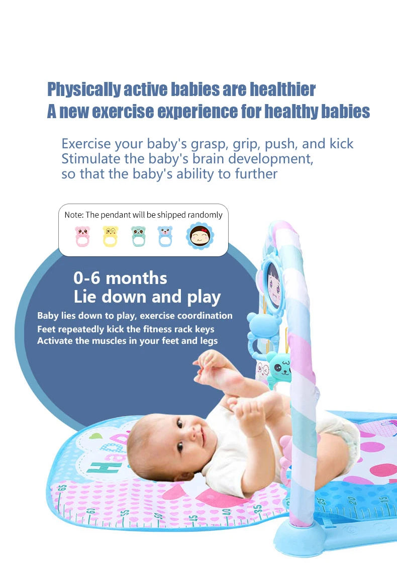 Hudobná podložka pre batoľatá, Pedál na klavír, Fitness stojan na aktivity, Podložky na hranie na bruško, Výbava na cvičenie pre bábätká 0-1 ročné deti BABY FITNESS PIANO