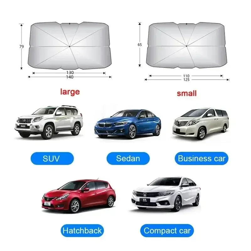 Folding Car Sunshade Umbrella for Windshield - Summer UV Protection Parasol for Front Window - Easy Storage