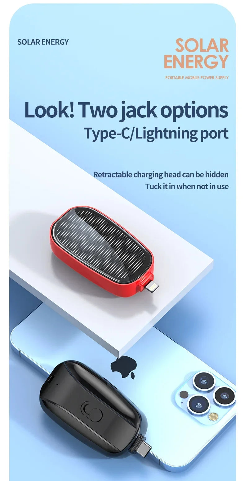 Mini Solar Keychain PowerBank Outdoor Wireless Mobile Power Pocket Charger Suitable for iPhone C Power Bank  power bank battery