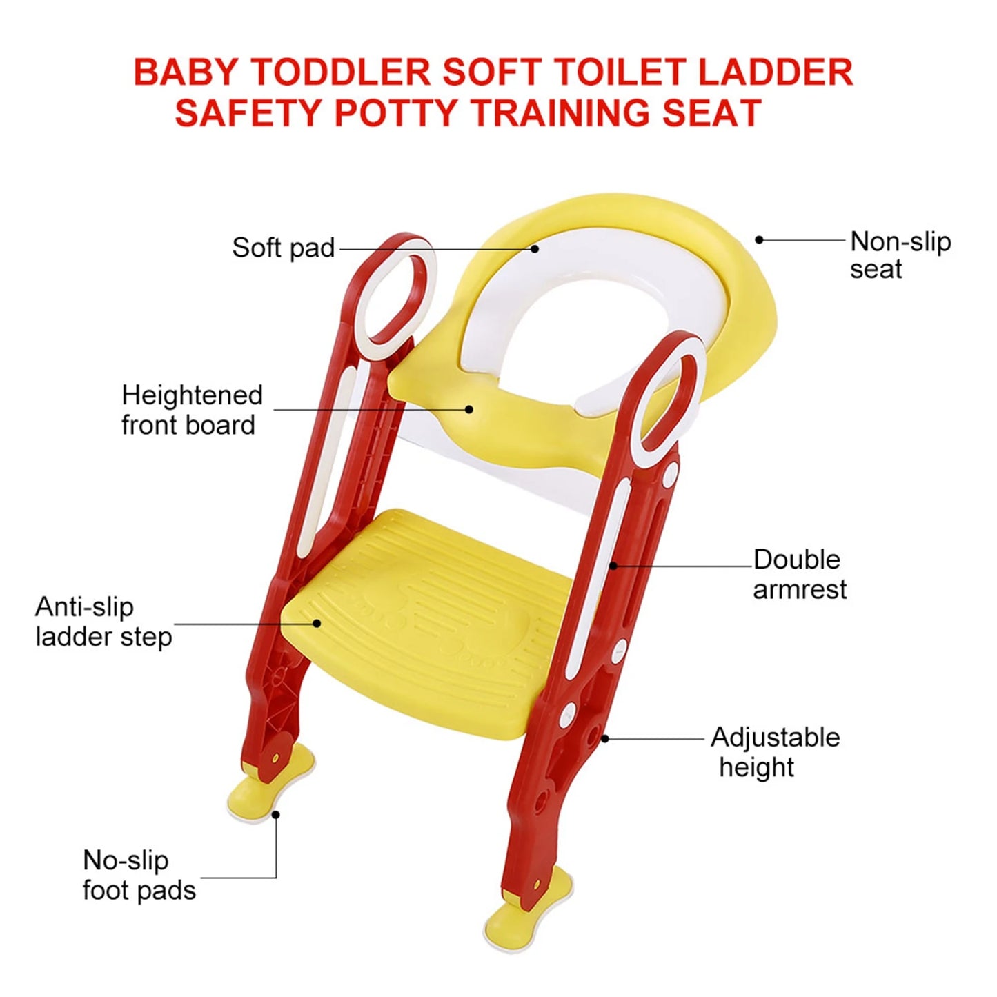 Baby Toddler Soft Toilet Chair Ladder Adjustable Safety Potty Training Seat (Red Yellow) Baby Toilet Ladder Toilet Training Seat