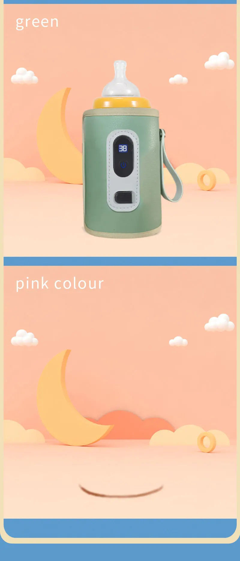 Portable Baby Bottle Insulation Sleeve, Baby Milk Insulation Device with LCD Screen, USB Insulation Bottle for Car Travel, Porta