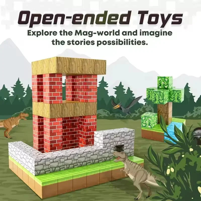 New 192PCS Magnetic Building Blocks Mine Magnet World Set Toys STEM Montessori Stacking Cubes Construction Set Christmas Gift