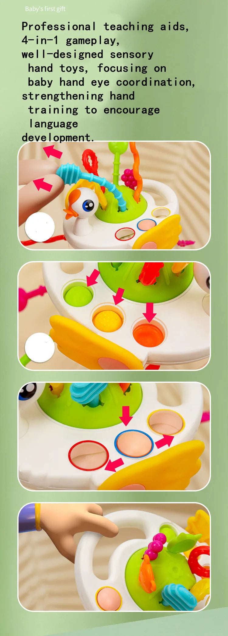 Montessori Pull String Sensory Toys Baby 6 12 Months Silicone Develop Teething Activity Toys For Baby 1-3Y Educational Toys