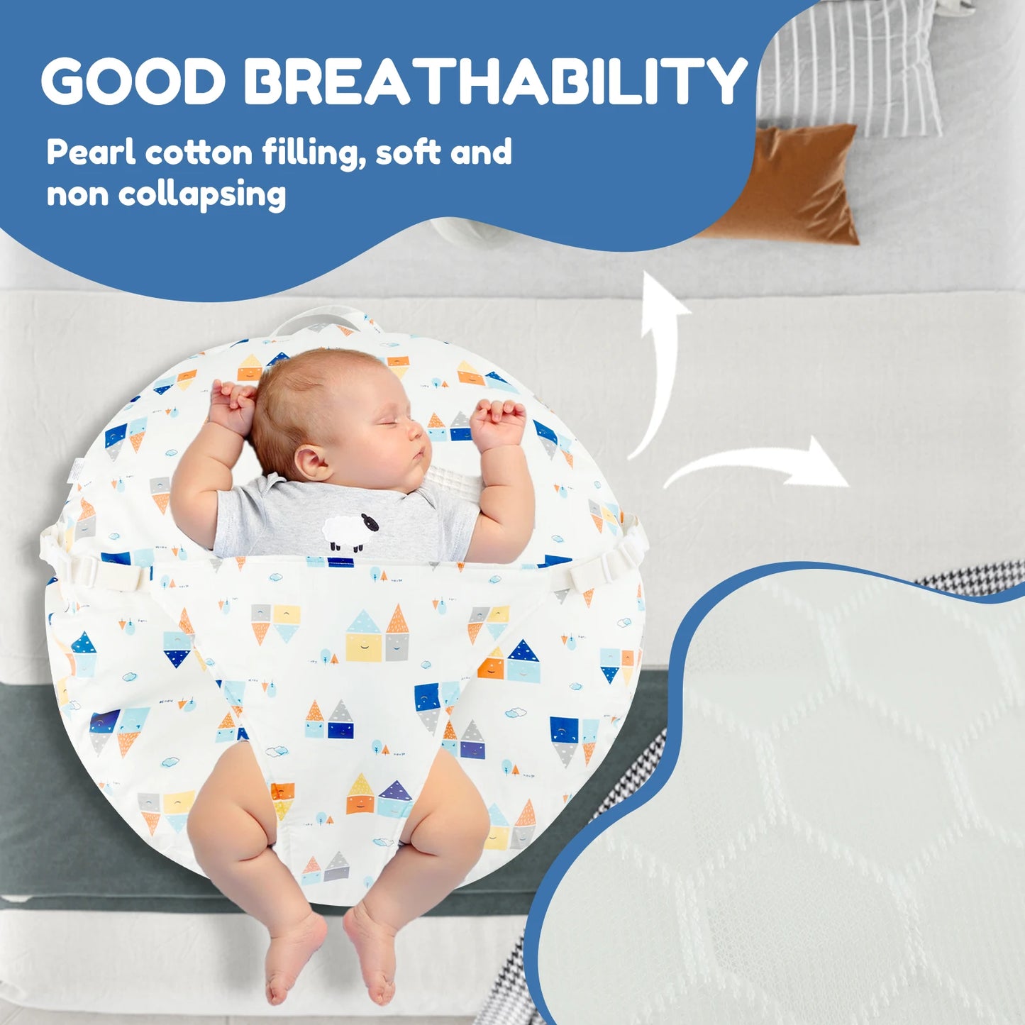 Baby Lounge Pillow Cotton Newborn Nest Sleeper Pillow 15° Slope Design Comfortable Breathable Infant Nursing Feeding Supplies
