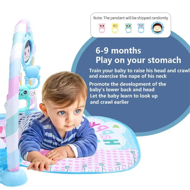 Hudobná podložka pre batoľatá, Pedál na klavír, Fitness stojan na aktivity, Podložky na hranie na bruško, Výbava na cvičenie pre bábätká 0-1 ročné deti BABY FITNESS PIANO