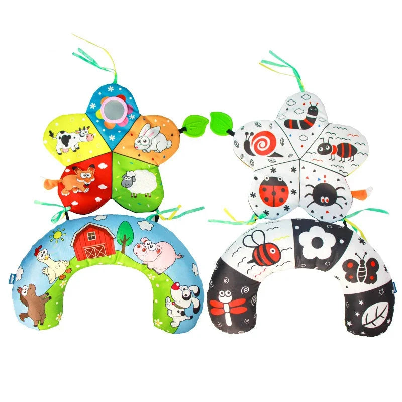 Baby Tummy Time Pillow Toy Baby Lying Pillow for Babies High Contrast Newborn Head Support Pillows Nursing Infant Crawling Train
