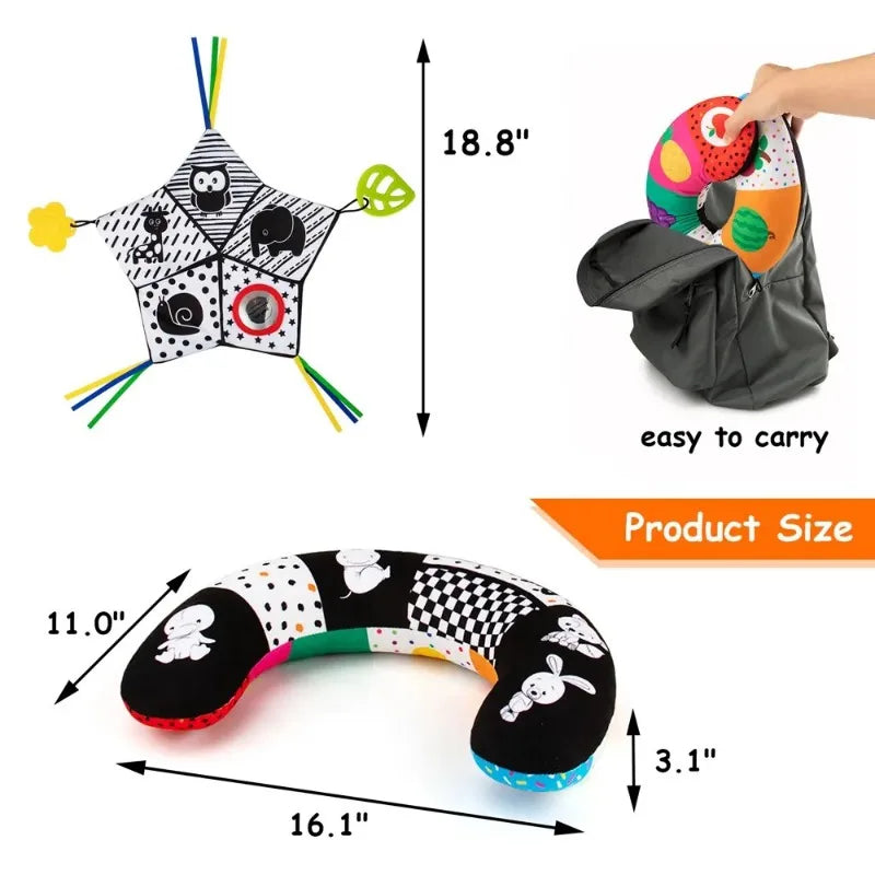 Baby Tummy Time Pillow Toy Baby Lying Pillow for Babies High Contrast Newborn Head Support Pillows Nursing Infant Crawling Train