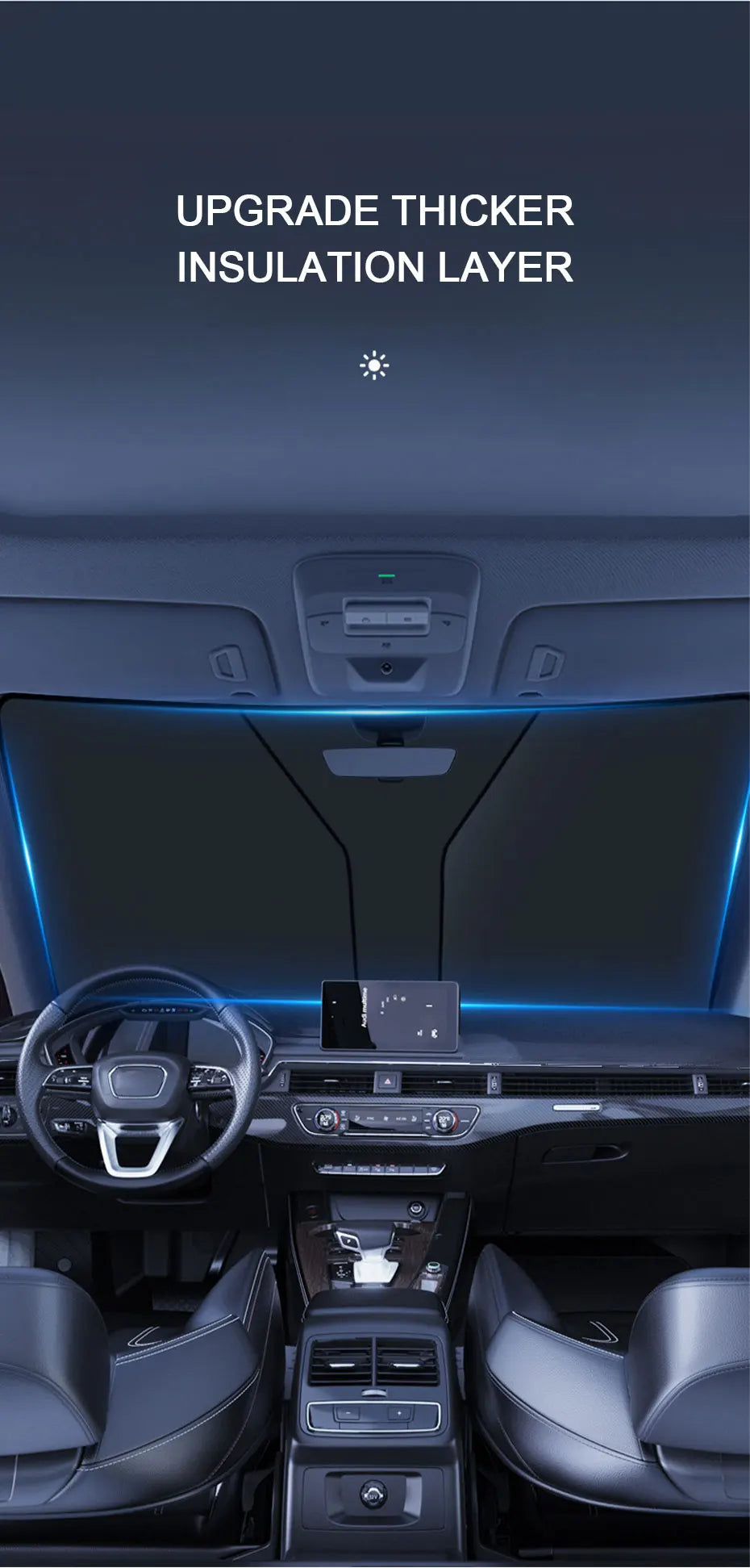 SEAMETAL Car Windshield Sun Shade Cover Foldable Front Window Sun Protection Curtain UV Ray Blocker Anti Glare Privacy Curtains