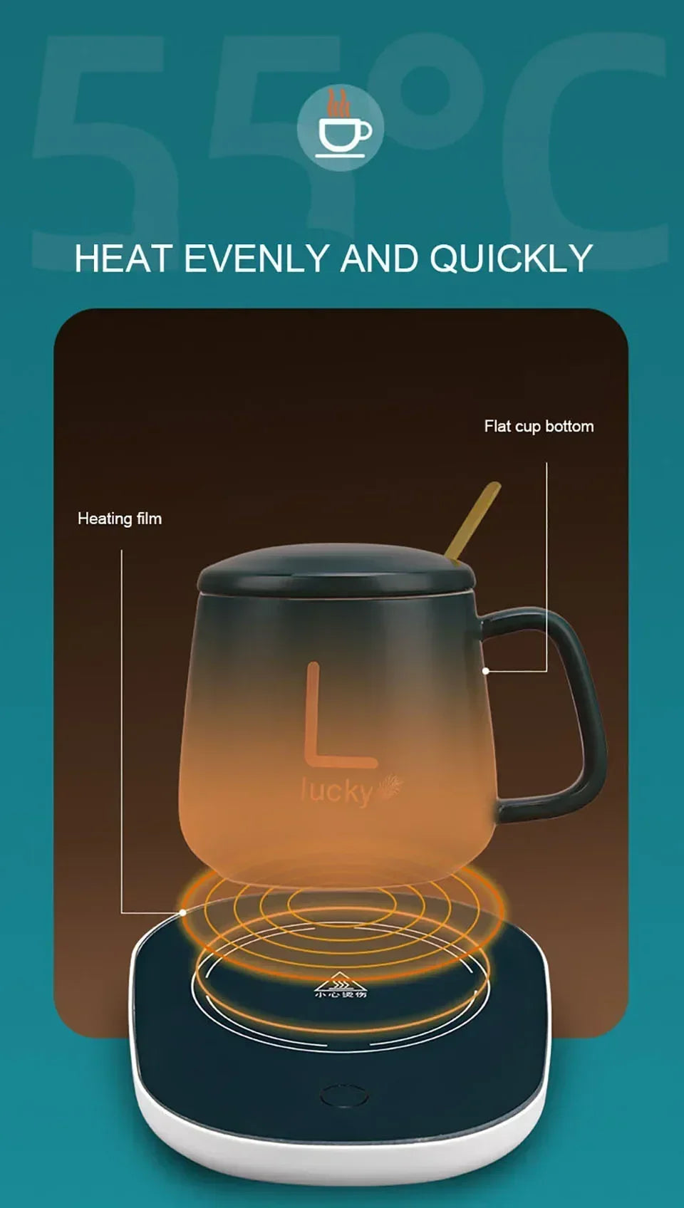 Constant Temperature Heating USB Electric Mug Mat Set Milk Tea Water Home Office 55℃ Coffee Mug Warmer Pad Cup Heater Coster