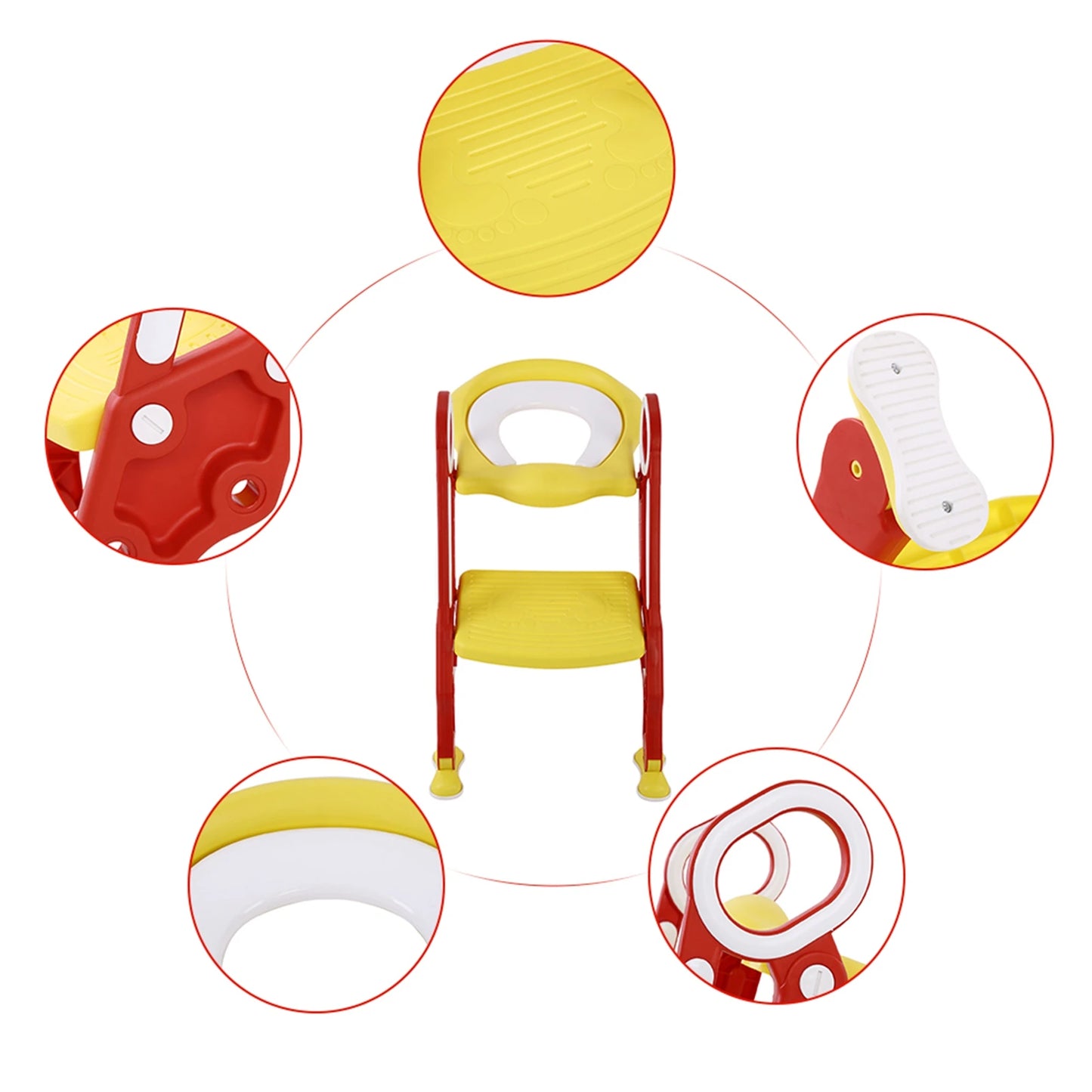 Baby Toddler Soft Toilet Chair Ladder Adjustable Safety Potty Training Seat (Red Yellow) Baby Toilet Ladder Toilet Training Seat